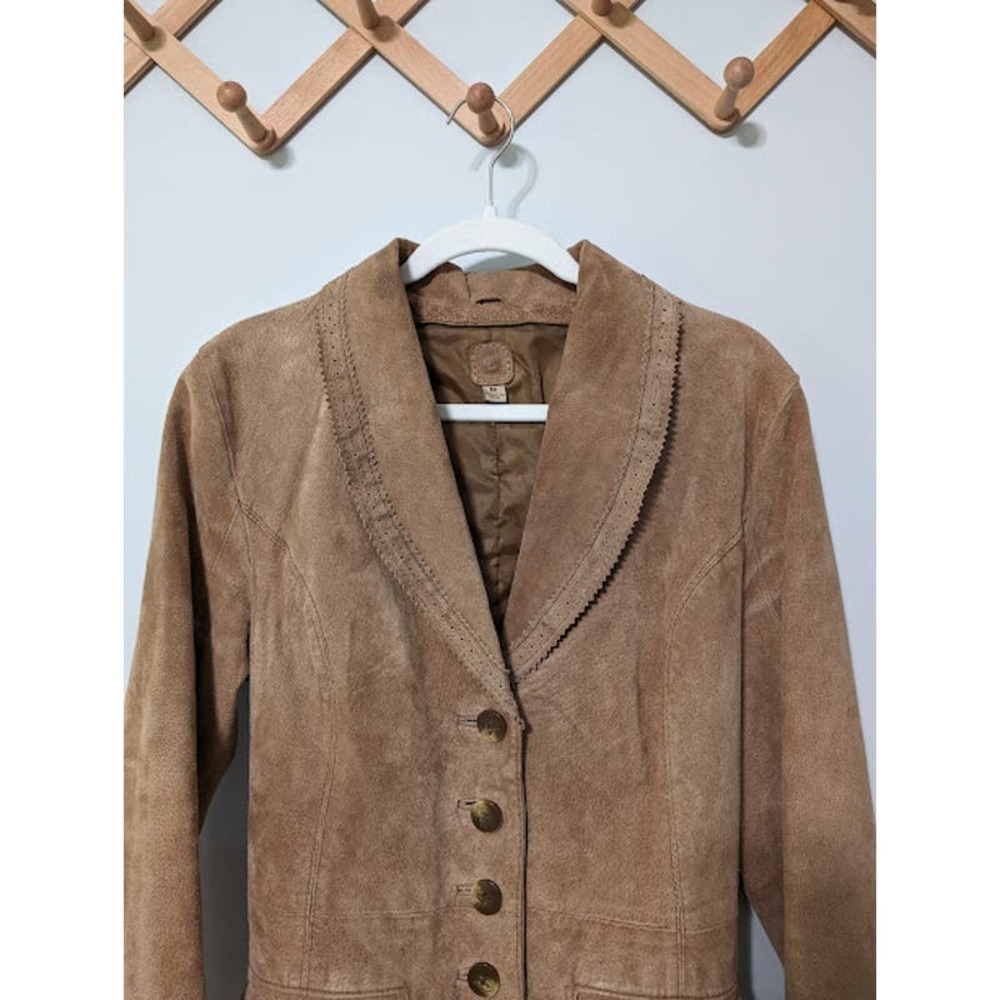 Wilsons Leather Tan Suede Button-Front Jacket - Picture 4 of 12